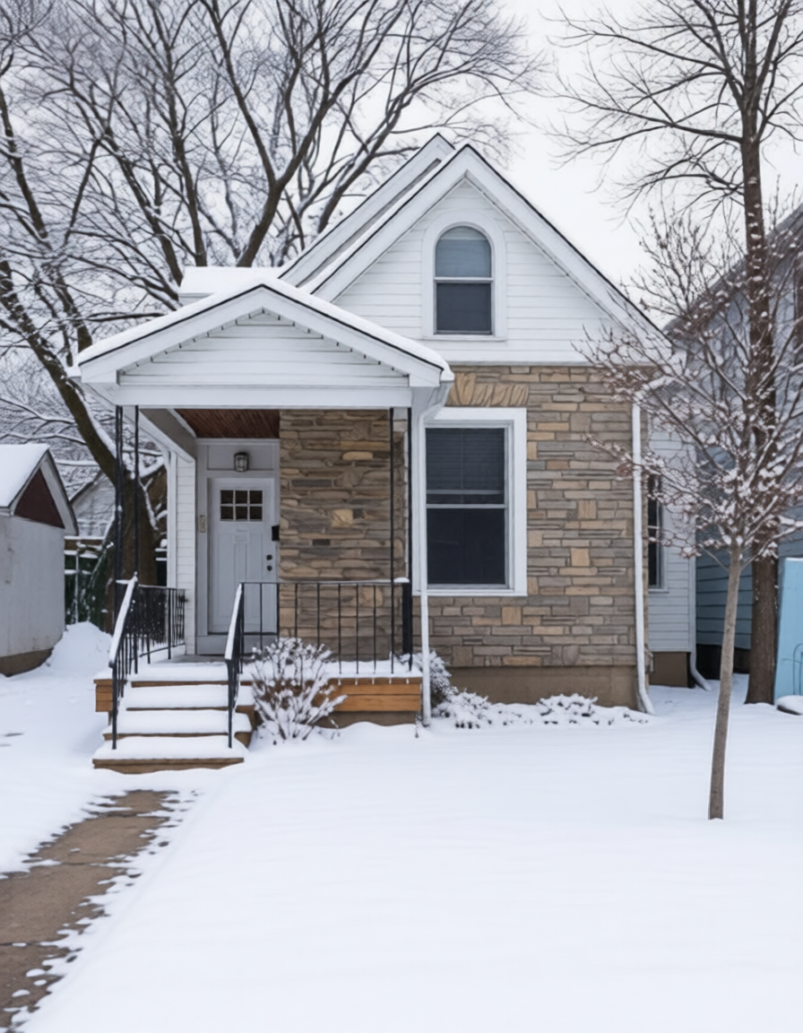 Snow-covered Kingston area home during winter, illustrating seasonal home maintenance, roof care, insulation, and winter property protection. Bill Stevenson, REALTOR®, Century 21 Lanthorn Real Estate Ltd., Brokerage