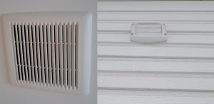 Bathroom ceiling fan and exterior vent photographed during a Kingston home inspection by Bill Stevenson, REALTOR® at Century 21 Lanthorn Real Estate Ltd