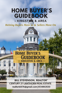 Home Buyers Guidebook showing Kingston City Hall with fountain and overlay text “Home Buyer’s Guidebook – Kingston & Area.