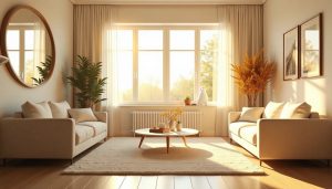 Home-selling tips for Kingston homeowners include brightening rooms with natural light and neutral furniture, shown here in a staged living room by Bill Stevenson REALTOR® at Century 21 Lanthorn Real Estate