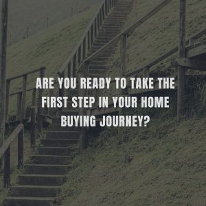 House hunting first step graphic with stairs