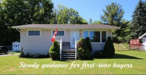 Single-storey rural bungalow in the Kingston area with a front lawn, driveway and Canadian flag, representing an ideal first home for a new buyer.