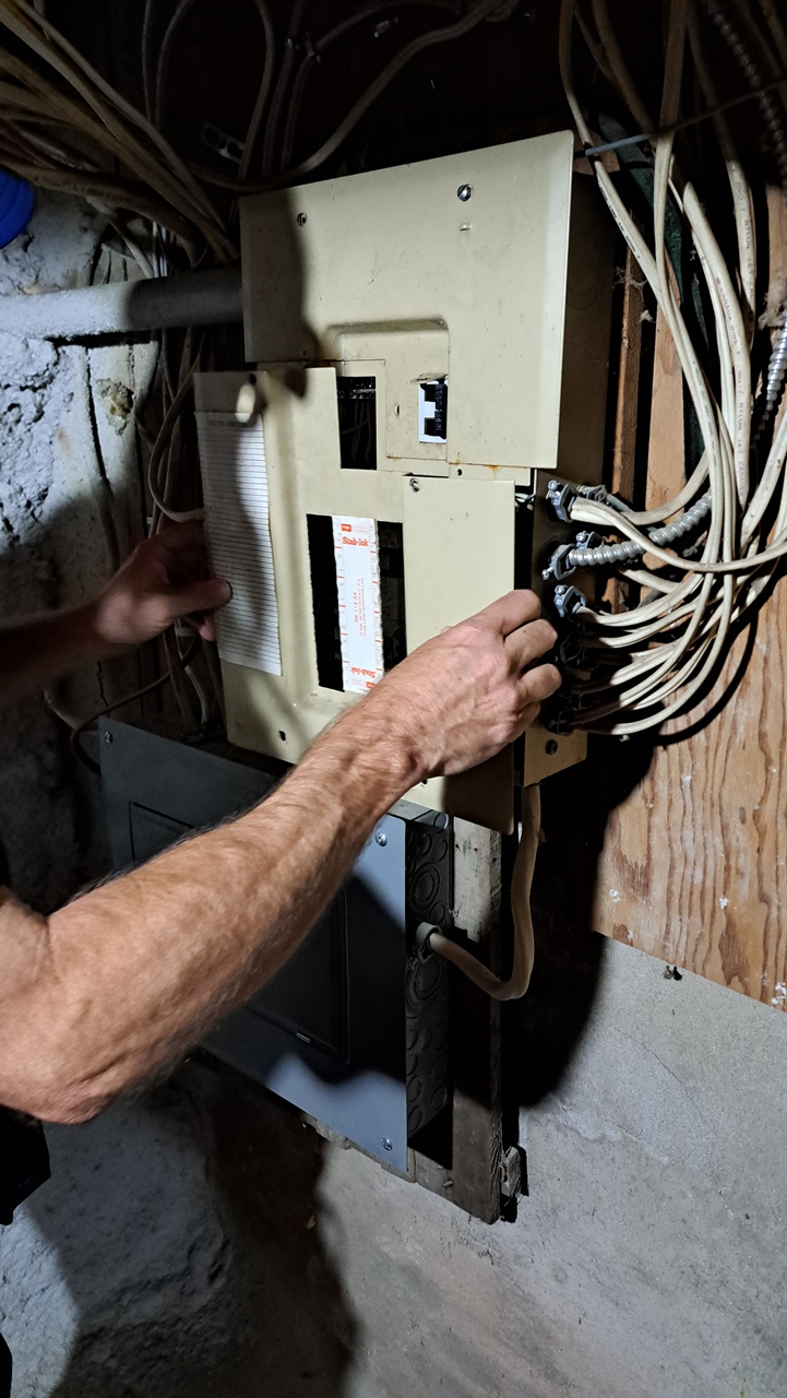 Electrical panel inspection during a pre-listing home inspection in Kingston and area
