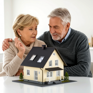 Older couple looking at a model house, representing reverse mortgage decisions for Kingston and area homeowners, Bill Stevenson REALTOR, Century 21 Lanthorn Real Estate Ltd, Brokerage