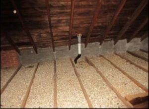 Attic with vermiculite insulation possibly containing Zonolite in an older Kingston home, Bill Stevenson, REALTOR®, Century 21 Lanthorn Real Estate Ltd, Brokerage