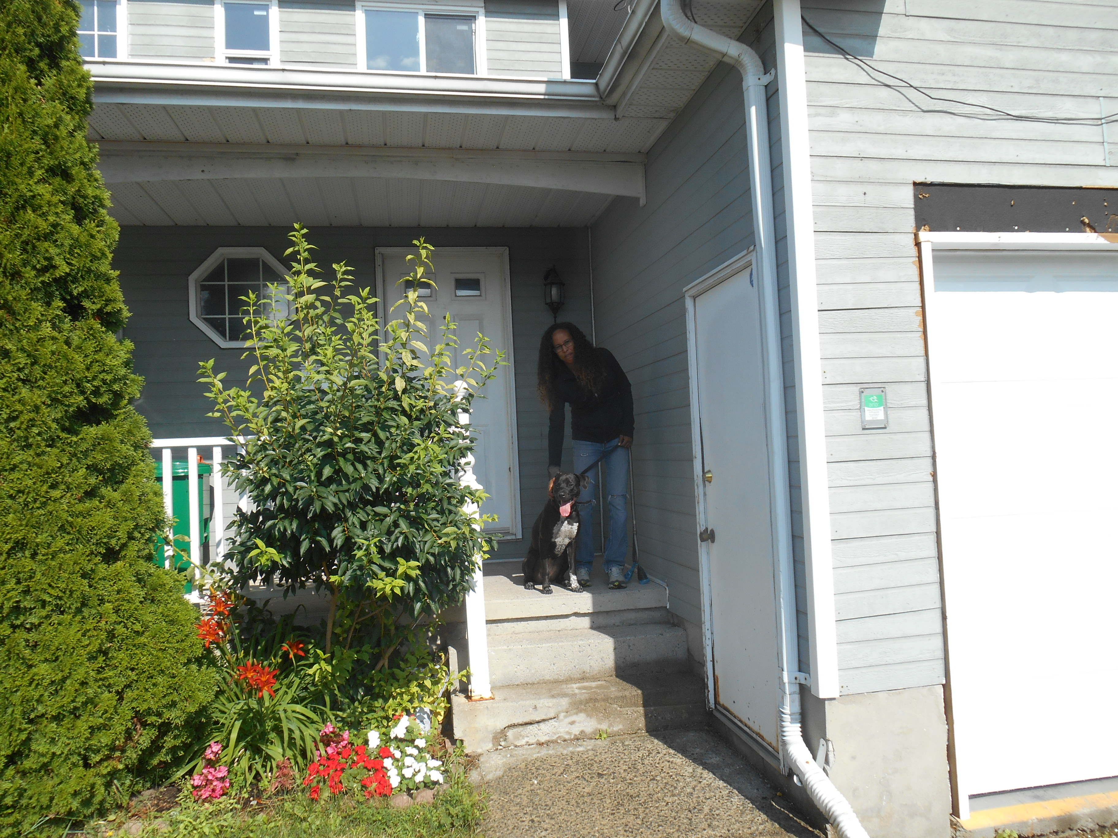Homeowner standing on a porch with a dog, representing balanced real estate market conditions and long-term homeownership in Kingston and area, Bill Stevenson, REALTOR®, Century 21 Lanthorn Real Estate Ltd., Brokerage