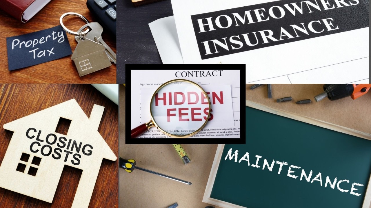 Collage showing hidden costs of first-time home ownership including closing costs, property taxes, insurance, and maintenance, Bill Stevenson REALTOR®, Century 21 Lanthorn Real Estate Ltd., Brokerage