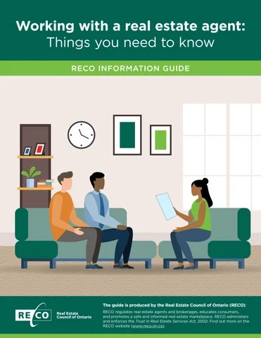 RECO Information Guide cover explaining working with a real estate agent in Ontario