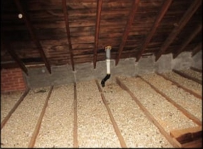 Vermiculite attic insulation in an older Kingston and Area home, noted by Bill Stevenson, REALTOR®, Century 21 Lanthorn Real Estate Ltd., Brokerage.