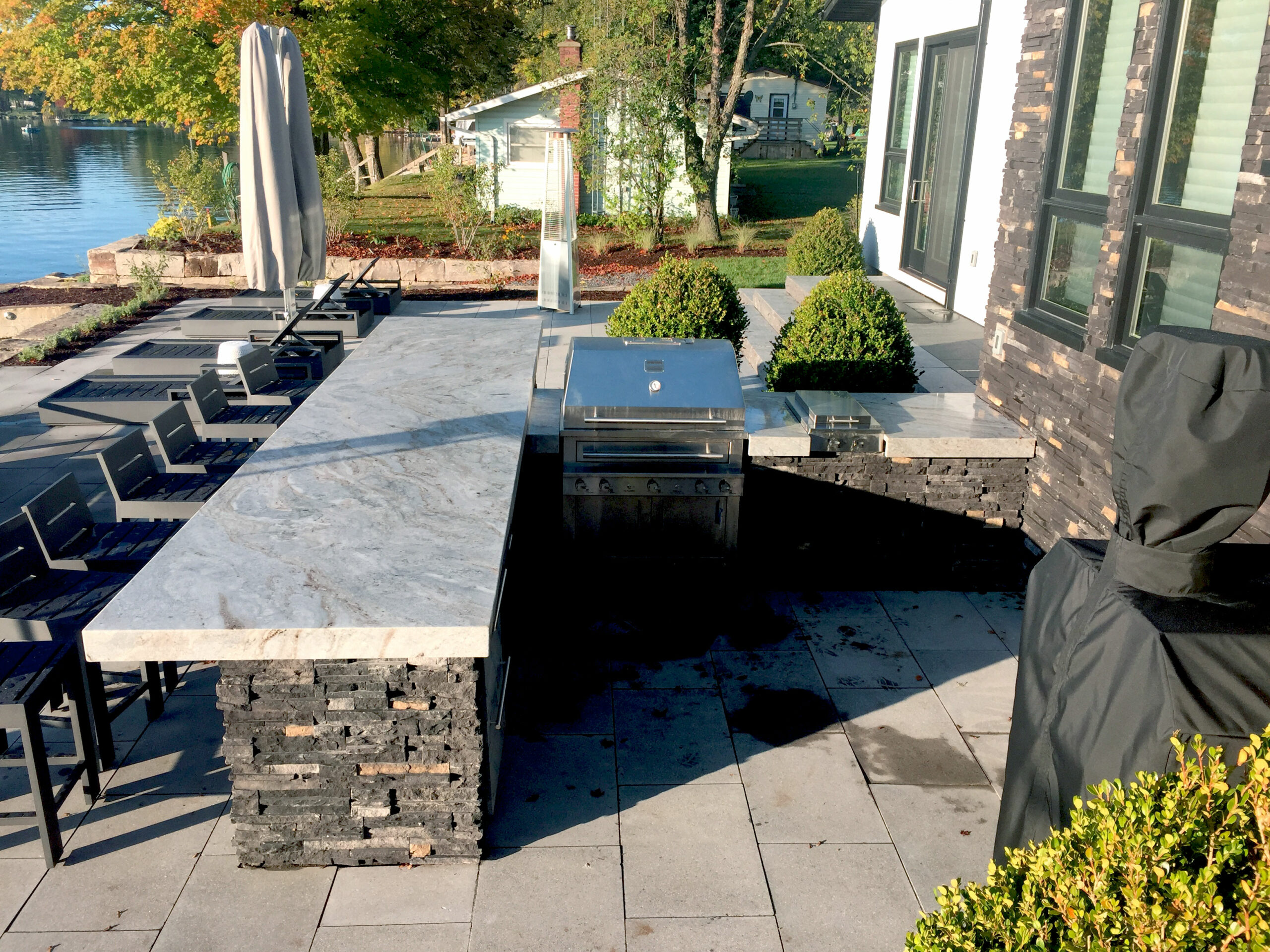 Outdoor kitchen patio by Cataraqui Granite in Kingston Ontario waterfront home, Bill Stevenson, REALTOR®, Century 21 Lanthorn Real Estate Ltd., Brokerage
