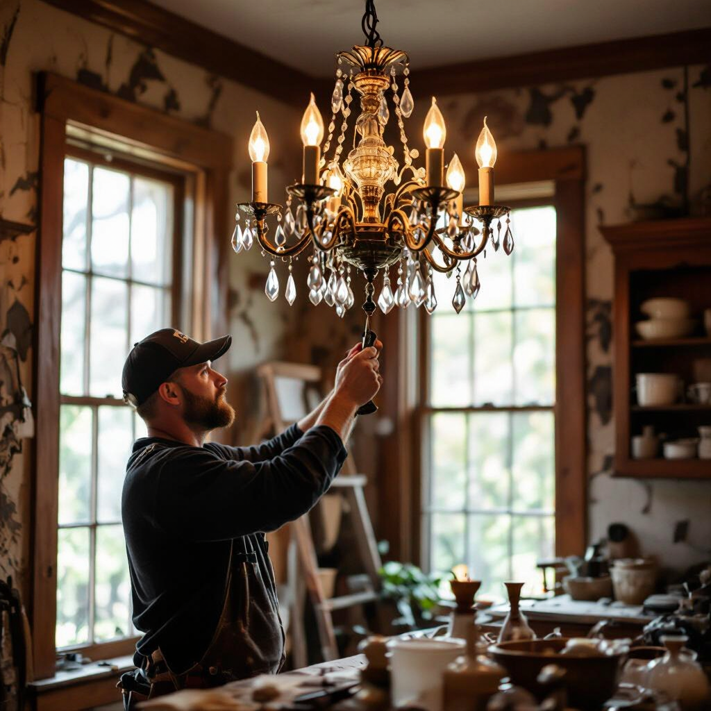 Replacing a light fixture before selling a home in Kingston, Bill Stevenson, REALTOR®, Century 21 Lanthorn Real Estate Ltd., Brokerage