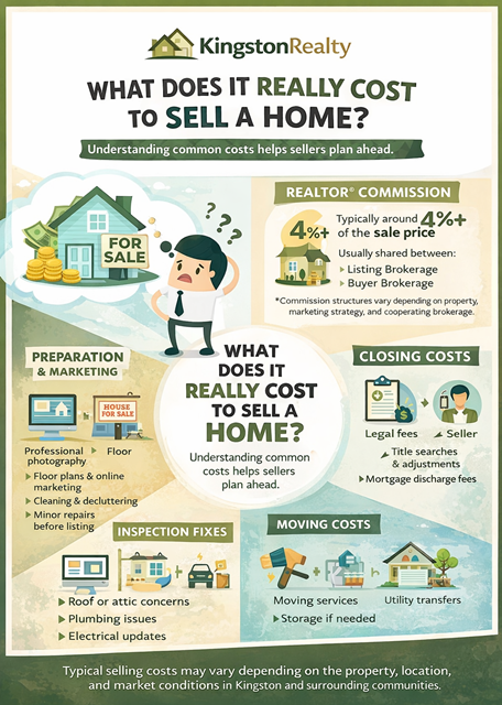 Infographic explaining common costs involved when selling a home including commission preparation marketing closing costs and moving expenses Bill Stevenson REALTOR® Century 21 Lanthorn Real Estate Ltd Brokerage