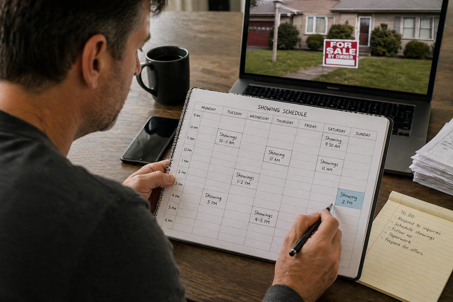 self-represented seller scheduling a home showing appointment using a calendar for a Kingston property