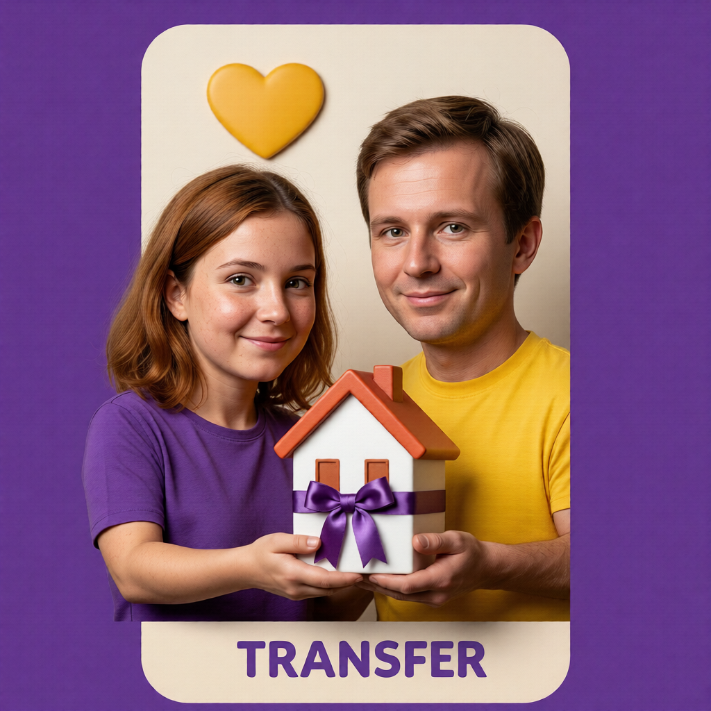 Bill Stevenson REALTOR® image of parent and child holding a house symbolizing transfer property to family in Ontario