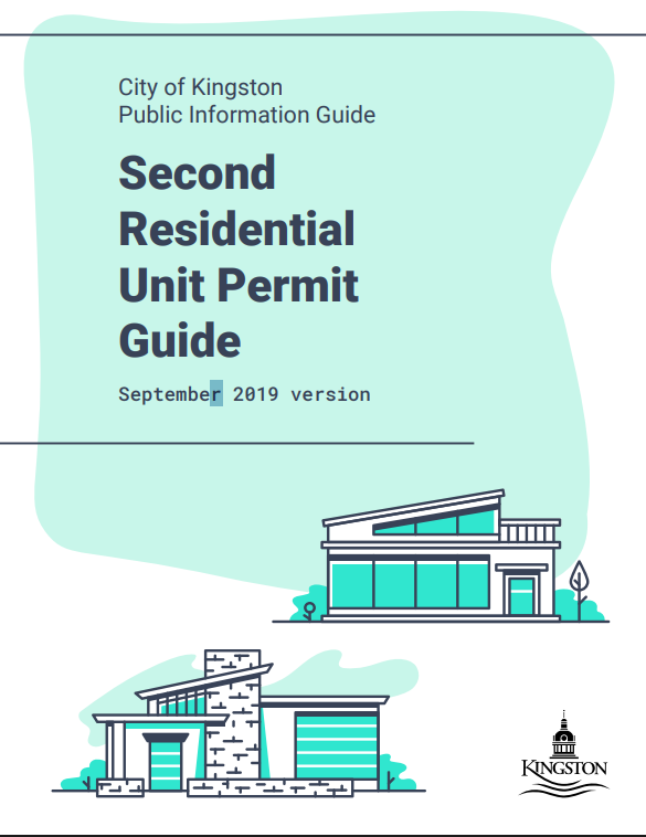 Cover of City of Kingston Second Residential Unit Permit Guide showing official zoning and building requirements