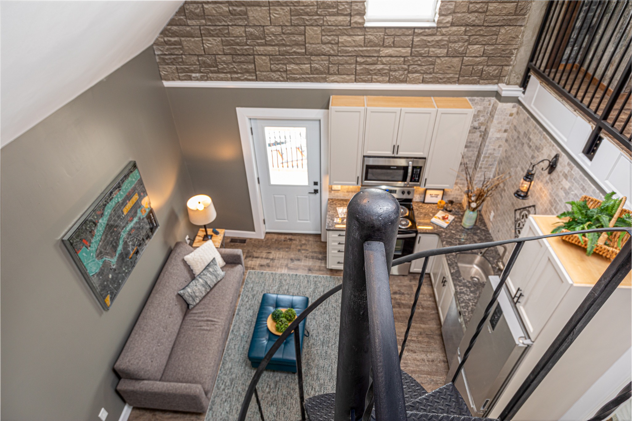 Loft overlook view of modern executive apartment at 45 Chestnut Street in Kingston