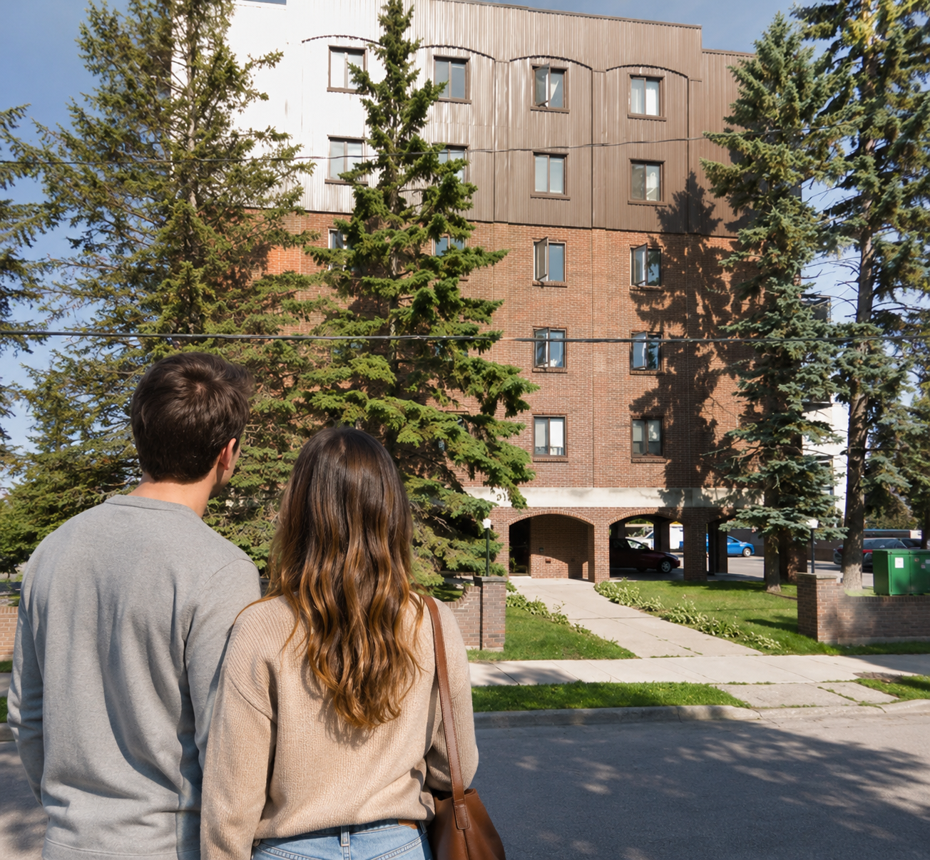 Couple viewing a Kingston condo building and considering purchase, Bill Stevenson REALTOR®, Century 21 Lanthorn Real Estate Ltd., Brokerage