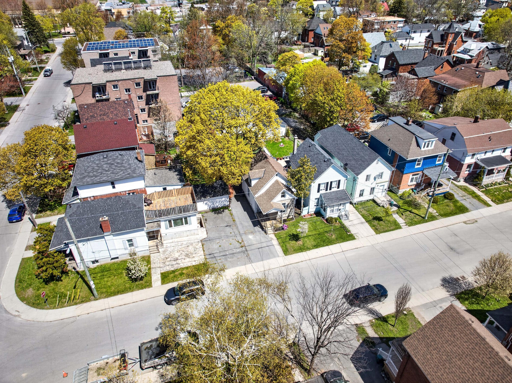 Aerial view of residential neighbourhood near Queen’s University in Kingston Ontario showing homes, rental properties, and investment housing opportunities