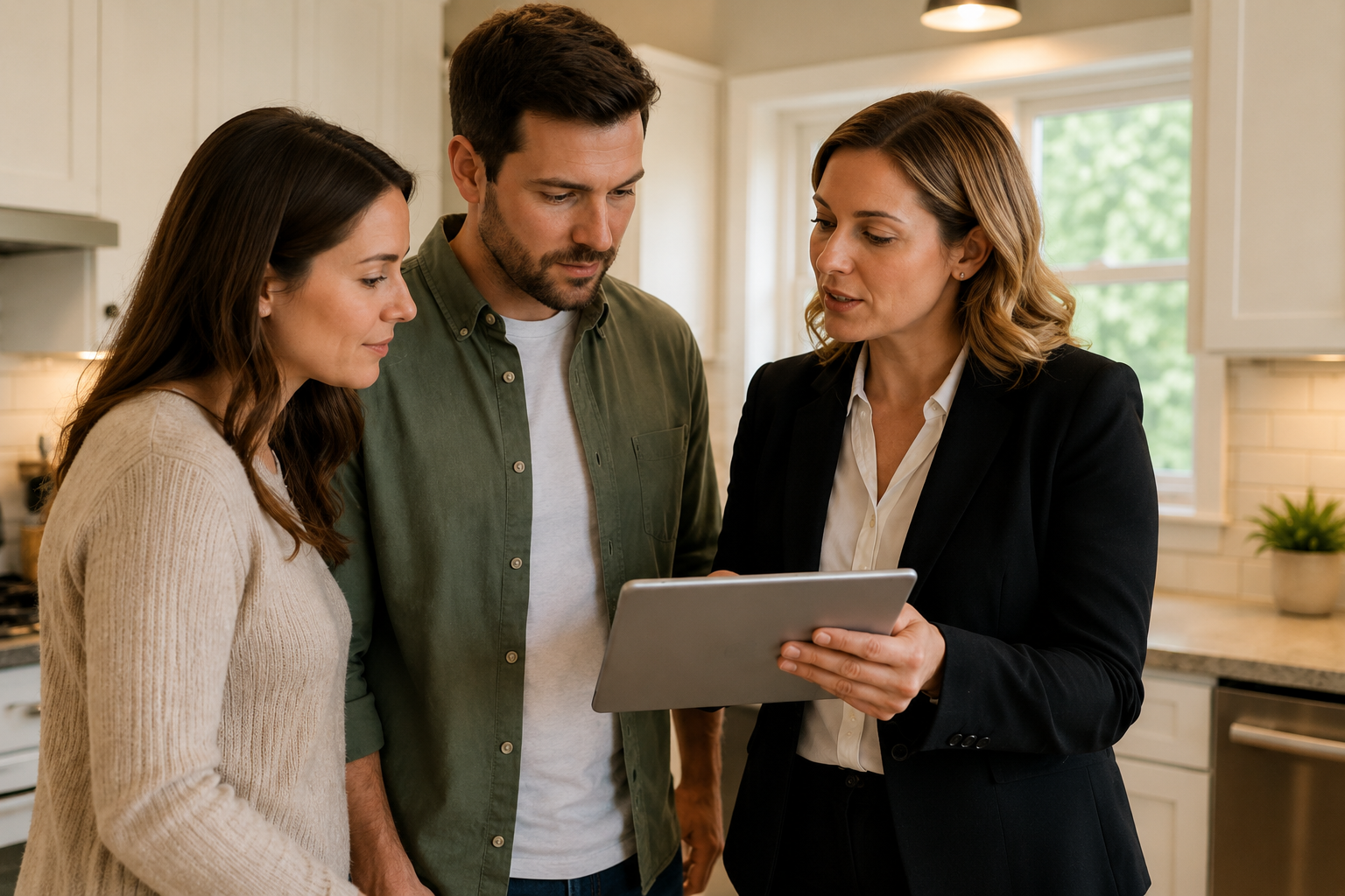 Buyers reviewing inspection findings during home sale negotiations